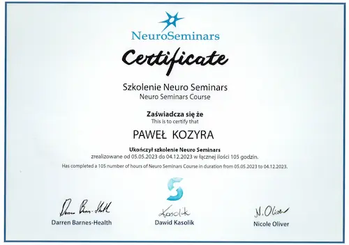 Certyfikat NeuroSeminars
