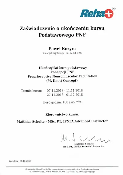 Certyfikat PNF Podstawowy